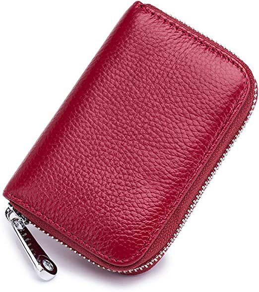 Photo 1 of   RFID Credit Card Holder Genuine Leather Credit Card Wallet with Zipper