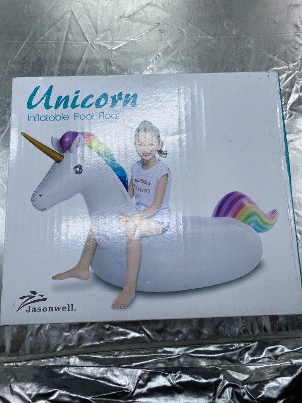 Photo 2 of Jasonwell Inflatable Unicorn Pool Float Floatie Ride On with Fast Valves Large Rideable Blow Up Summer Beach Swimming Pool Party Lounge Raft Decorations Toys Kids Adults