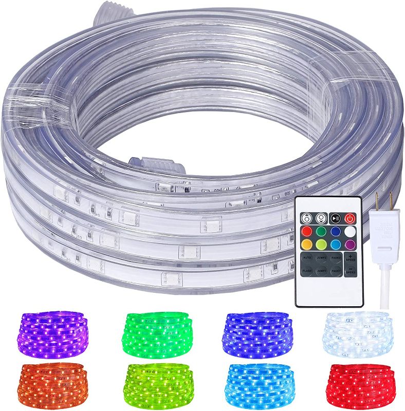 Photo 1 of Areful LED Rope Lights, 16.4ft Flat Flexible RGB Strip Light, Color Changing, Waterproof for Indoor Outdoor Use, Connectable Decorative Lighting, 8 Colors and Multiple Modes