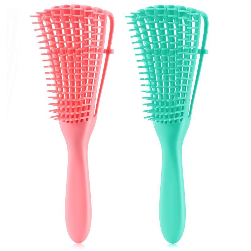 Photo 1 of 2 Pack Detangling Brush For Natural Hair – Detangler Brush For Natural Kinky Wavy Hair Curly Hair Afro 3a to 4c Texture,Faster Easier Detangle Wet/Dry Hair with No Pain