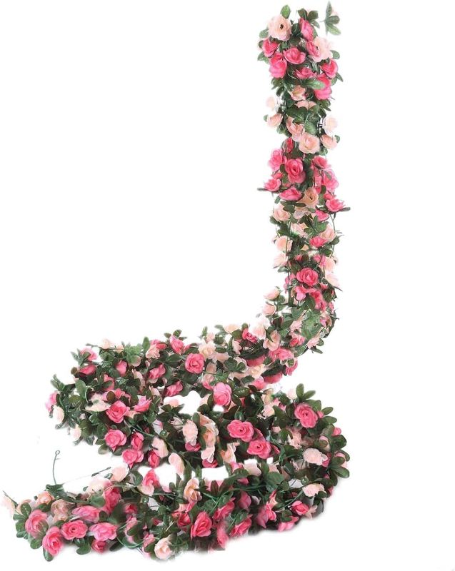 Photo 1 of  41 FT Fake Rose Vine Flowers Plants Artificial Flower Hanging Rose Ivy Home Hotel Office Wedding Party Garden Craft Art Déco