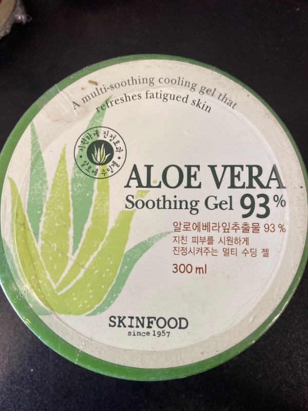 Photo 2 of SKINFOOD Aloe Vera 93% Soothing Gel 10.1 fl.oz. (300ml) - Hydrates & Heals Dry Skin - Sunburn Relief, Razor Bumps, Rash & Dandruff Relief - Aloe Vera Gel for Face and Body