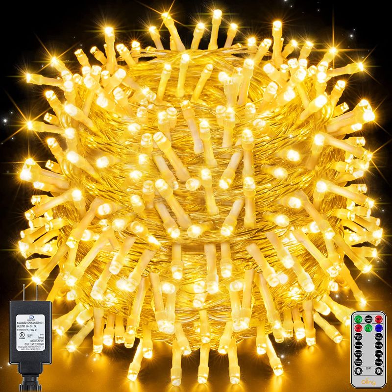 Photo 1 of Ollny Christmas Lights Outdoor 800LED 262FT - Warm White Plug in Fairy Lights with Remote - 8 Modes IP44 Waterproof Timer Dimmable Sting Lights for Bedroom Indoor Xmas Tree House Christmas Decorations