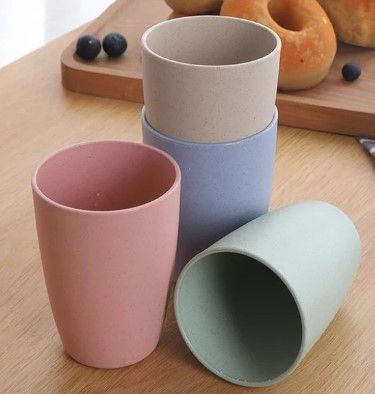 Photo 2 of Unbreakable Reusable Drinking Cup for Adult, Wheat Straw Biodegradable Healthy Tumbler Set 4