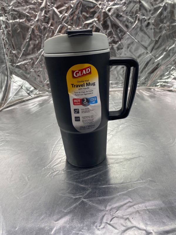 Photo 1 of GLAD double wall travel mug with handle for ho and cold , 20oz/ 590ML BLACK