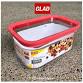 Photo 1 of GLAD flat rectangle storage container 750ml 3 cups RED LIDS 4 PACK