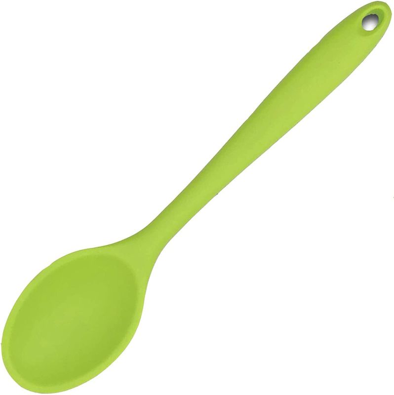 Photo 1 of  Silicone Mixing Spoon for Cooking, Hygienic One-Piece Design Cooking Utensil for Mixing & Serving, Nonstick Kitchen Essentials High Heat Resistant to 480°F, BPA-Free Kitchen Tools (Green) 5 PACK