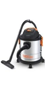 Photo 1 of TACKLIFE Wet/Dry Vacuum, 5 Gallon 5.5 Peak Hp Shop Vac with Couch Suction, Crevice Tool, Floor Brush for Houses, Garages and Cars Silver