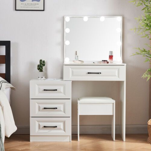 Photo 1 of Bedroom Vanity Table Set 9 LED Mirror Makeup Desk With Storage Dressing Dresser (different handles)