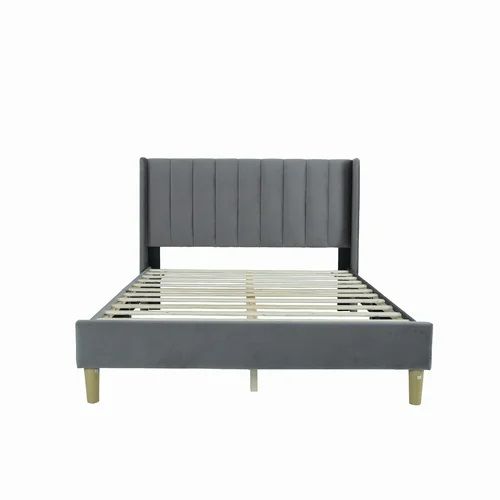 Photo 2 of Dark Gray Velvet Eriksay Upholstered Bed