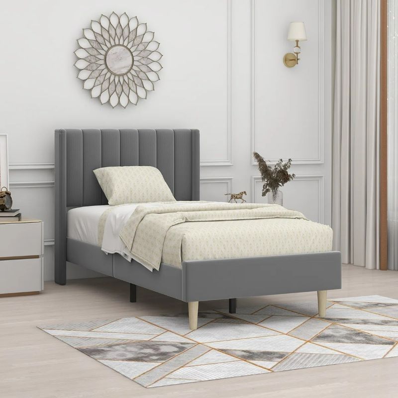Photo 1 of Dark Gray Velvet Eriksay Upholstered Bed