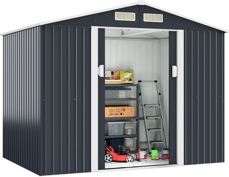 Photo 1 of 8 x 12FT Outdoor Storage Shed, Large Metal Tool Sheds & Outdoor Storage NEW 