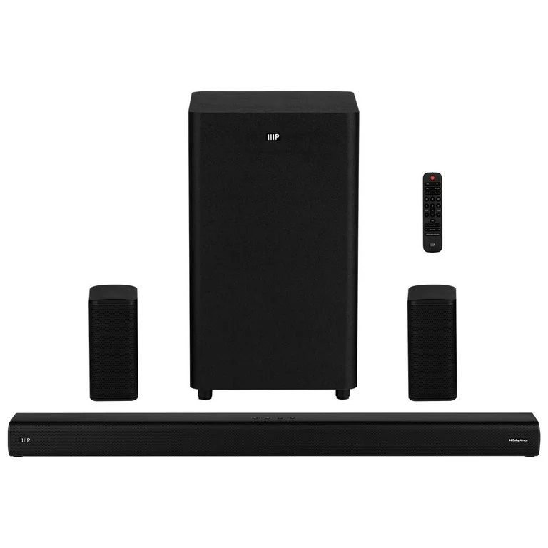 Photo 1 of Monoprice SB-600 Dolby Atmos 5.1.2 Soundbar with Wireless Subwoofer & Wireless Satellite Speakers