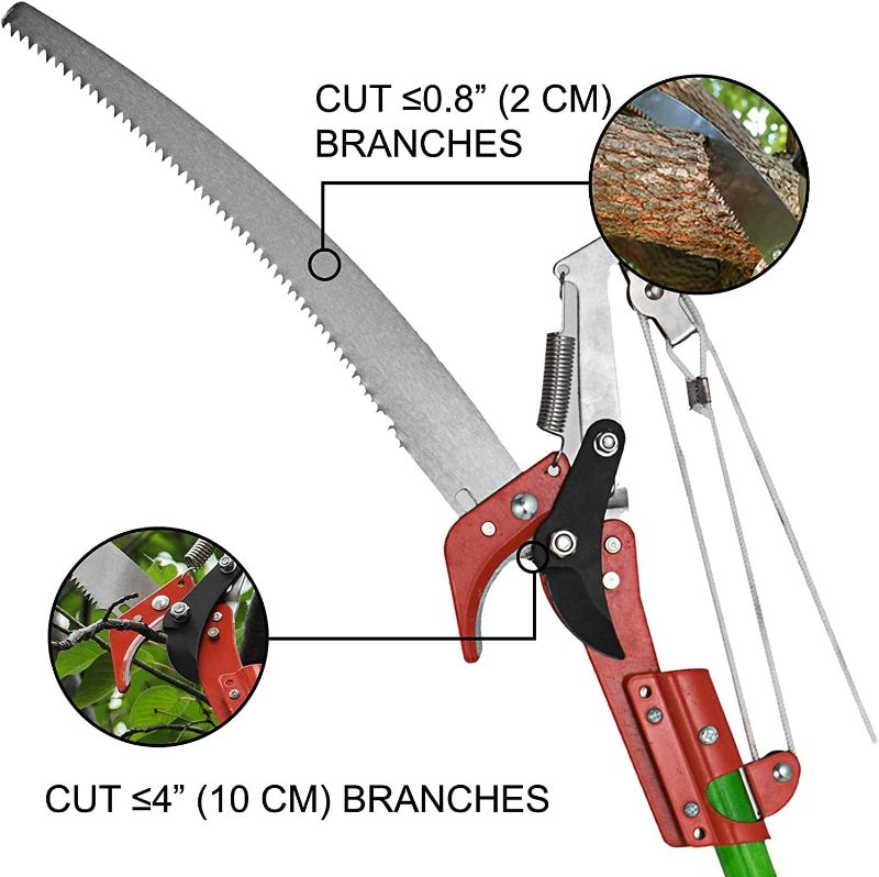 Photo 2 of INTBUYING 26 Foot Length Tree Pole Pruner Tree Saw Garden Tools Loppers Hand Pole Saws