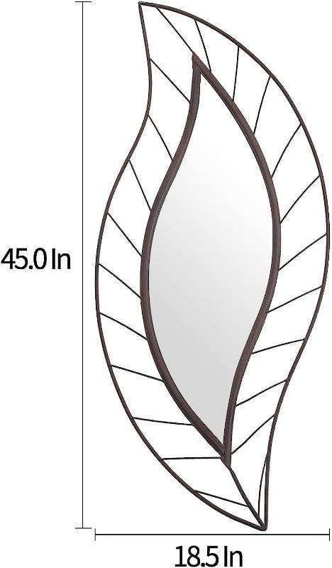Photo 3 of Ironsmithn Wall Mirror Mounted Decorative Mirror Leaf Stylish Decor for Bathroom Vanity, Living Room or Bedroom(Rustic)