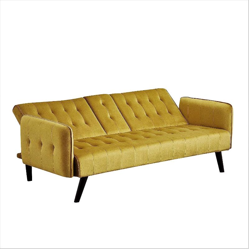 Photo 1 of Jeff 72 in. Golden Yellow Velvet 2-Seats Tween Sofa Bed Made By USA Pride Furniture