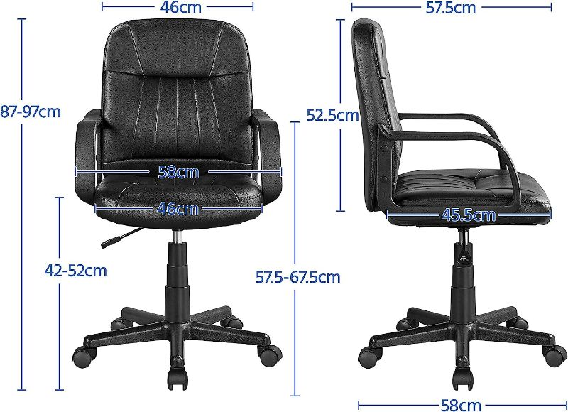 Photo 2 of Yaheetech Ergonomic Office Chair Height Adjustable Desk Chair Faux leather Computer Swivel Chair with Comfortable Armrest