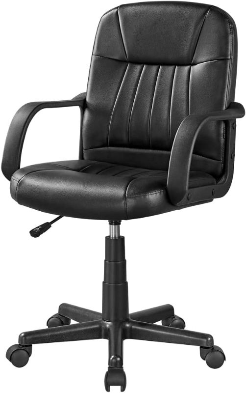 Photo 1 of Yaheetech Ergonomic Office Chair Height Adjustable Desk Chair Faux leather Computer Swivel Chair with Comfortable Armrest
