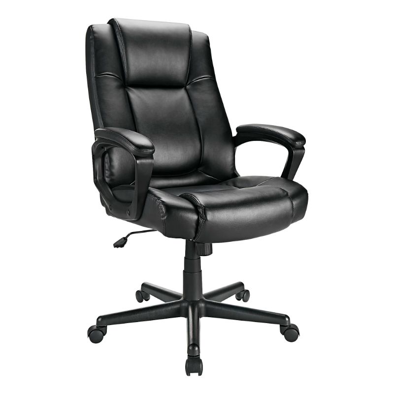 Photo 1 of Realspace® Hurston Bonded Leather High-Back Executive Chair, Black, BIFMA Certified