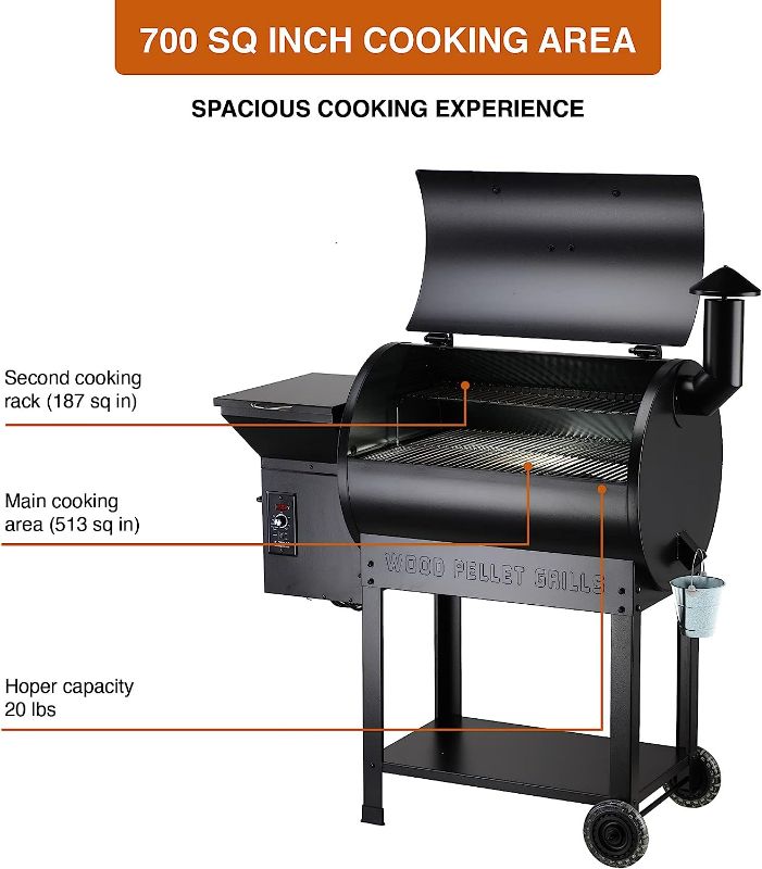 Photo 3 of Z GRILLS ZPG-7002B 2020 Upgrade Wood Pellet Grill & Smoker, 8 in 1 BBQ Grill Auto Temperature Controls, inch Cooking Area, 700 sq in Black