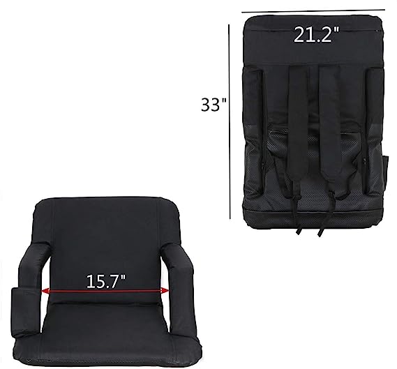 Photo 2 of ZenSports 2PCS Portable Stadium Seat Chair for Bleacher Waterproof & Anti-Slip Base Black