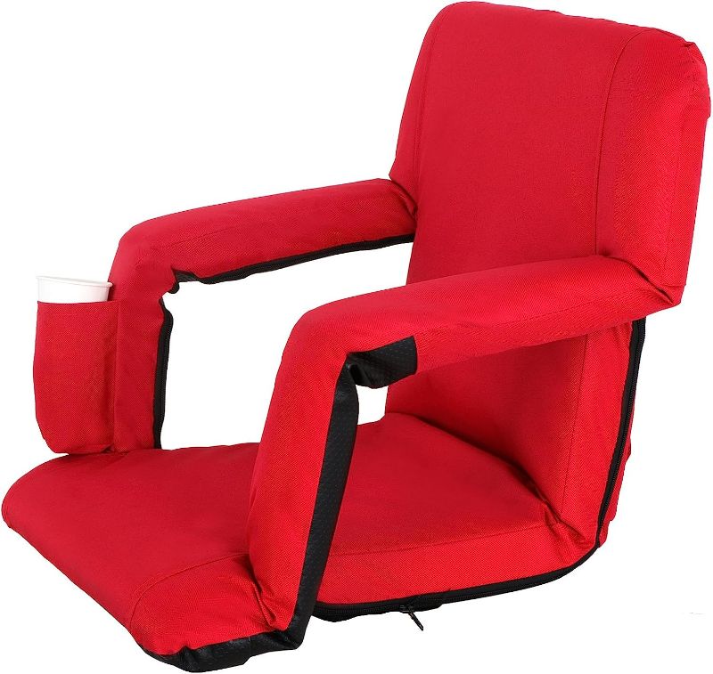 Photo 2 of ZenSports 5 Reclining Folding Stadium Seat Bleacher Chair Red