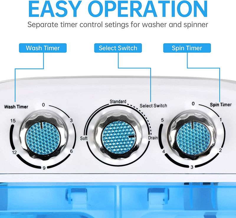 Photo 2 of ZENY Portable Clothes Washing Machine Mini Twin Tub Small Laundry Washer Aparment Spin Dryer 9.9lbs Capacity