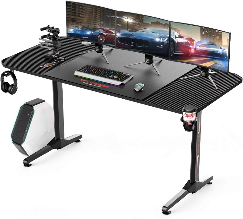 Photo 1 of VITESSE 63 inch Gaming Desk, Gaming Computer Desk, PC Gaming Table, T Shaped Racing Style Professional Gamer Game Station