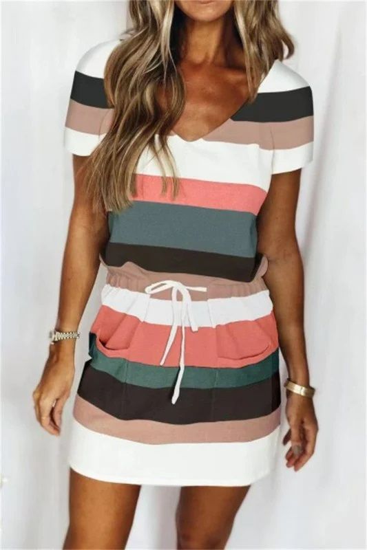 Photo 1 of Andie Short Sleeve Striped Knit Dress (X-Large)