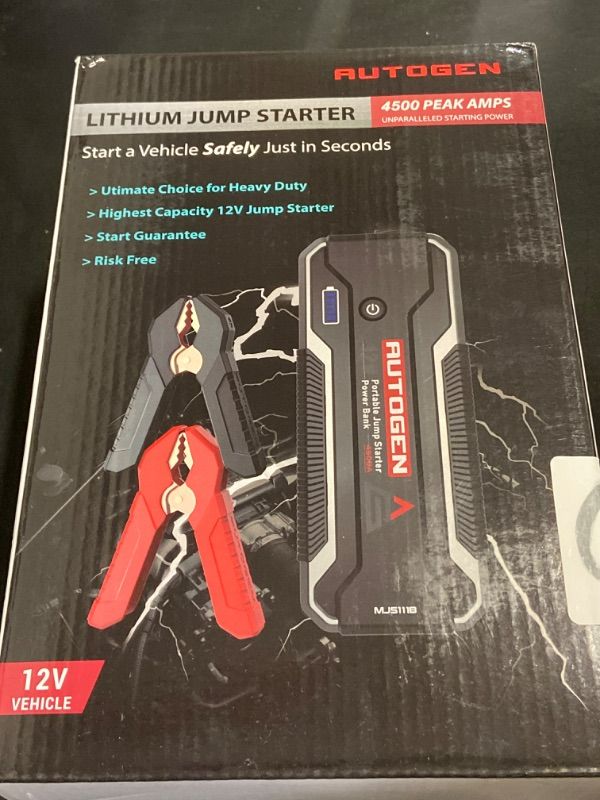 Photo 2 of AUTOGEN 4500A Lithium Jump Box, Car Battery Jump Starter