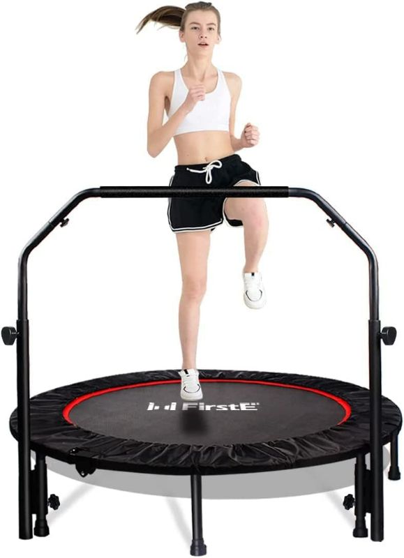 Photo 1 of Foldable Fitness Trampolines with 4 Level Adjustable Heights Foam Handrail,Jump Trampoline for Kids and Adults Indoor&Outdoor