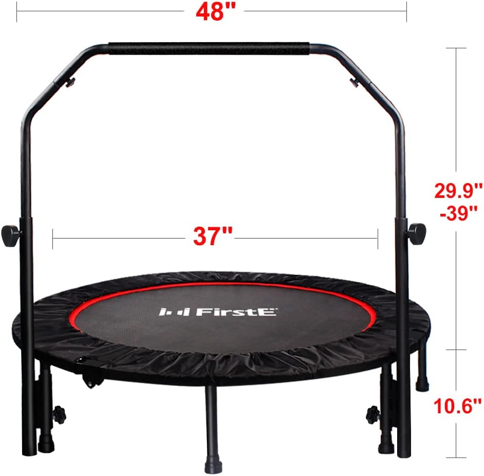 Photo 2 of Foldable Fitness Trampolines with 4 Level Adjustable Heights Foam Handrail,Jump Trampoline for Kids and Adults Indoor&Outdoor
