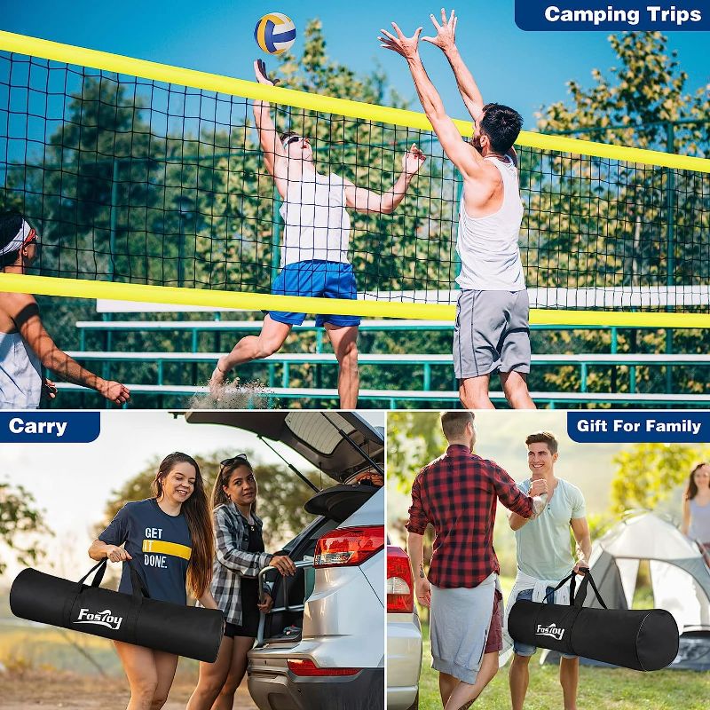 Photo 1 of Fostoy Volleyball Net Set, 32FT Outdoor Portable Professional Easy Setup with Anti-Sag System, Steady Metal Frame, PU Volleyball with Pump, Boundary Line, and Carrying Bag, for Backyard Lawn Beach
