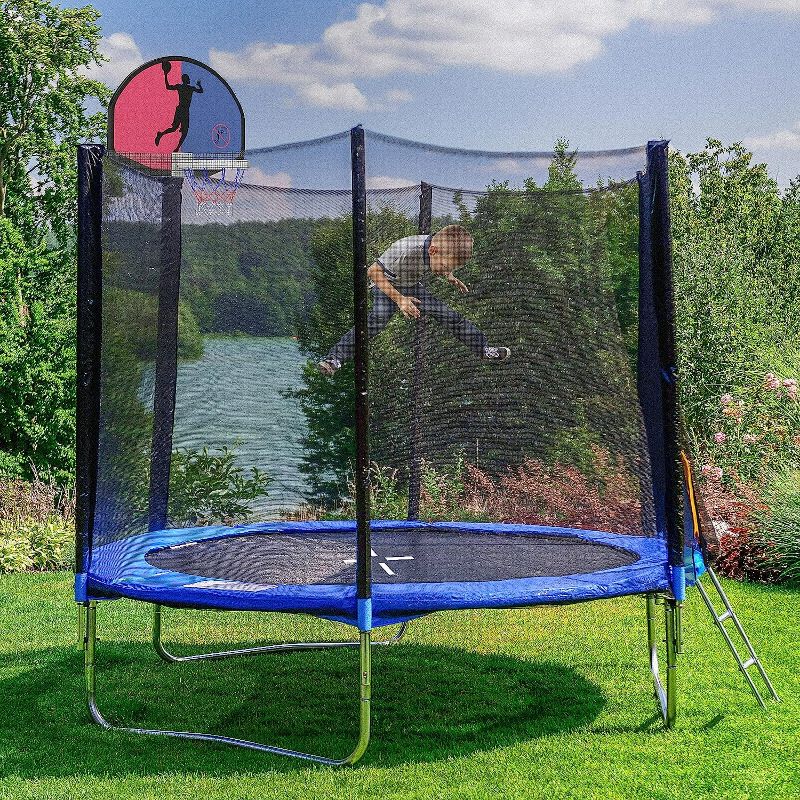 Photo 2 of AOTOB 8 FT Trampoline for Kids, Trampoline with Enclosure Net, Recreational Outdoor Trampoline, ASTM Approved