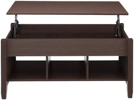 Photo 1 of 41 in. Lift Top Wooden Coffee Table with Storage Lower Shelf, Brown

