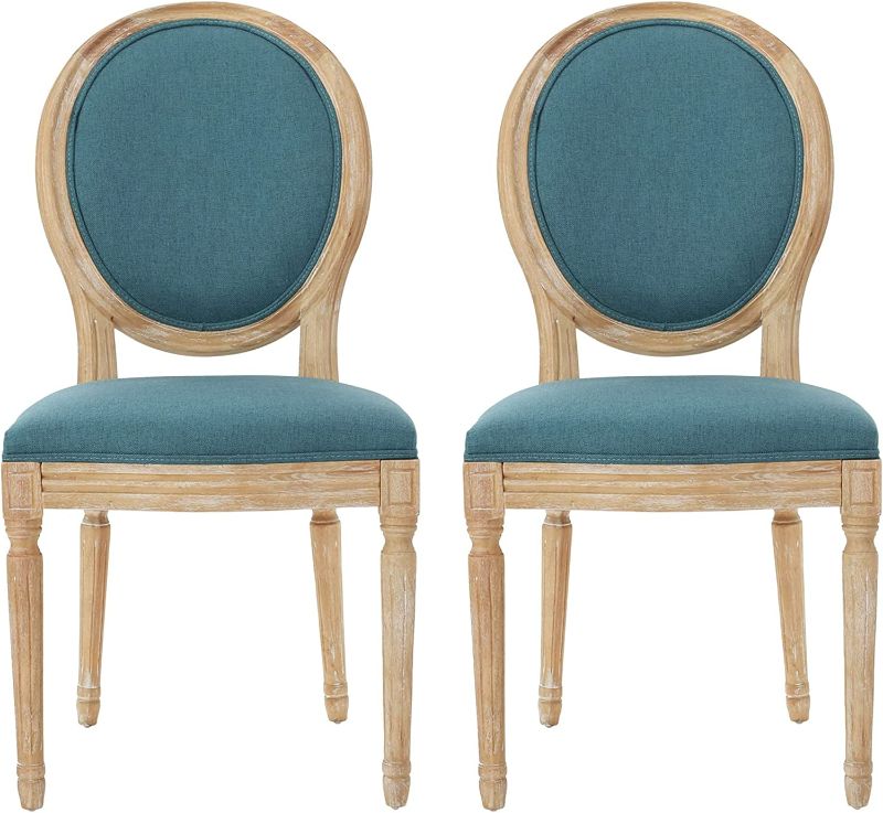 Photo 1 of Christopher Knight Home Phinnaeus Fabric Dining Chairs, 2-Pcs Set, Dark Teal