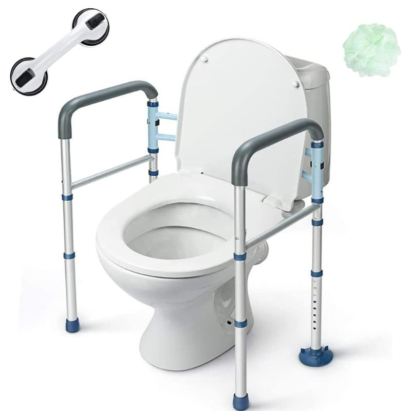 Photo 1 of GreenChief Stand Alone Toilet Safety Rail with Free Grab Bar - Heavy Duty Toilet Safety Frame for Elderly, Handicap and Disabled - Adjustable Freestanding Toilet Handrails Helper, Fit Any Toilet 