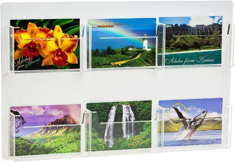 Photo 1 of Multiple Pocket Deluxe Clear Postcard Holder Display Wall Mount 