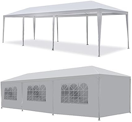 Photo 2 of ZENY 10 X 30 Outdoor Wedding Party Tent Camping Shelter Gazebo Canopy with Sidewalls Easy Set Gazebo BBQ Pavilion Canopy Cater Events, White