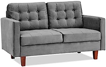 Photo 1 of US Pride Furniture Brawith Velvet Loveseat Love Seats, Grey