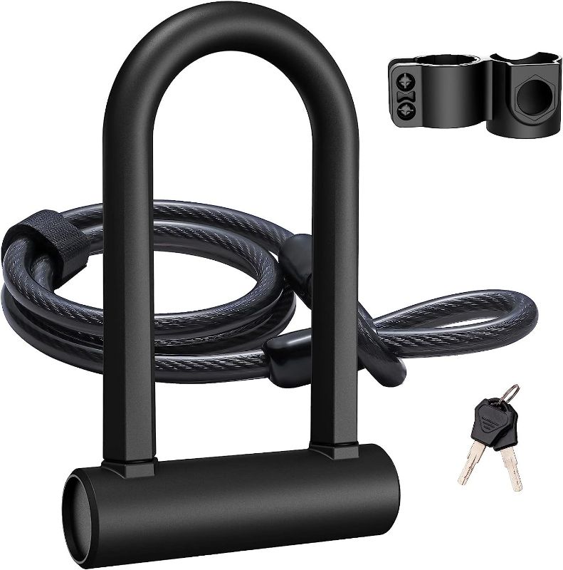 Photo 1 of UBULLOX Bike U Lock Heavy Duty Bike Lock Bicycle U Lock, 16mm Shackle and 4ft/6ft Length Security Cable with Sturdy Mounting Bracket for Bicycle, Motorcycle and More