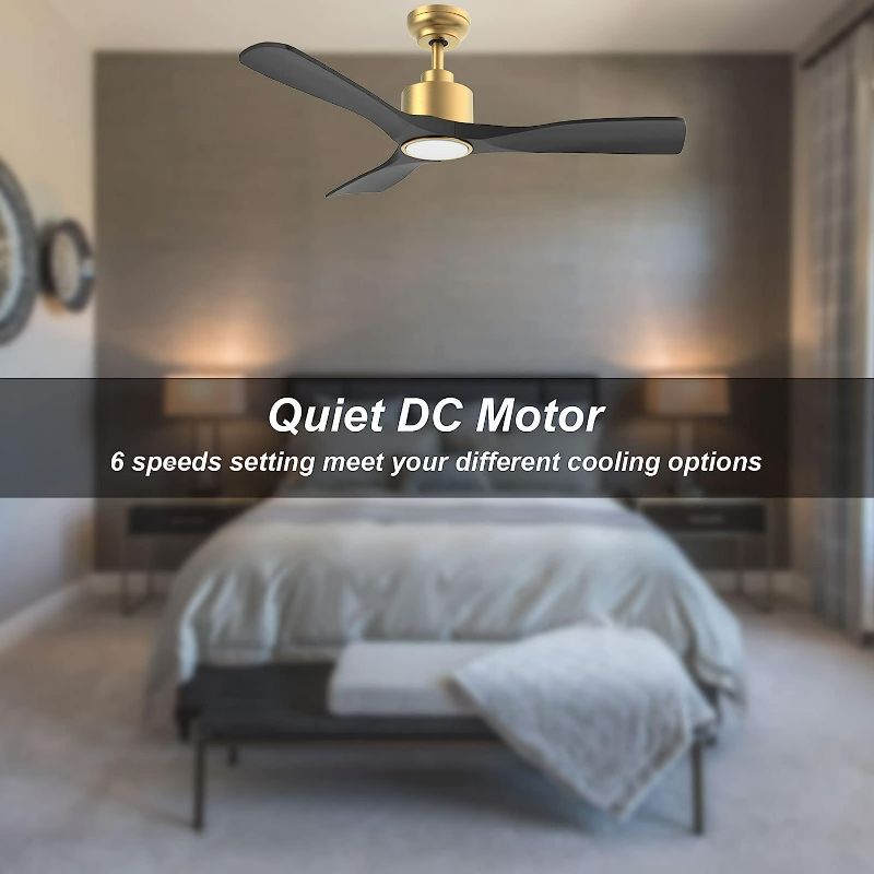 Photo 1 of OFANTOP ETL Listed Quiet DC Motor 52 Inch Indoor Outdoor Ceiling Fans with Lights and Remote Control, 3 Blade Black and Gold Modern Ceiling Fan for Bedroom Living Room Black Gold