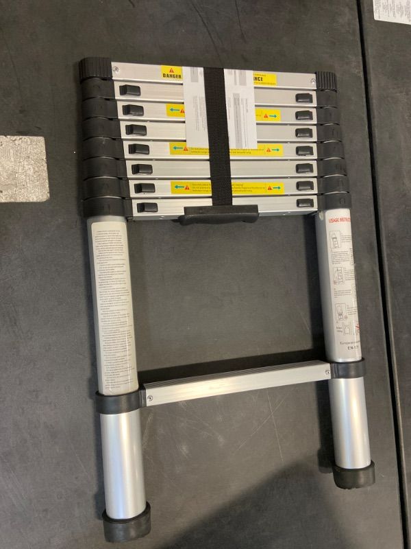 Photo 1 of 8.5 Ft Smartsafe Aluminum Telescoping Ladder: Telescopic Extension Ladder Retraction Collapsible Ladder Portable Folding Lightweight Ladder Type 1A with 12 ft Max Reach