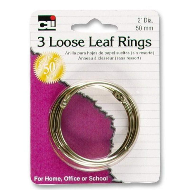 Photo 1 of (4 pack) Charles Leonard Loose Leaf Rings with Snap Closure, Nickel Plated, 2 Inch Diameter, 3-Pack (65020) Silver 3/Card 2 Inch Diameter