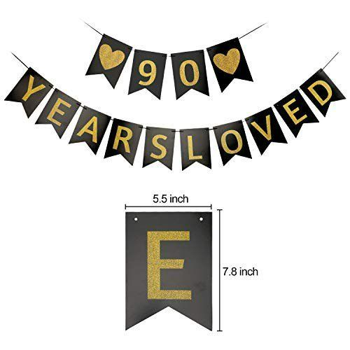 Photo 2 of Luxiocio 90th Birthday Party Decorations Kit - 90 Years Loved Banner, 6Pcs 90 Hanging Swirls, 6Pcs Poms - 90 Years Old Birthday Party Supplies 90th Anniversary Decorations
