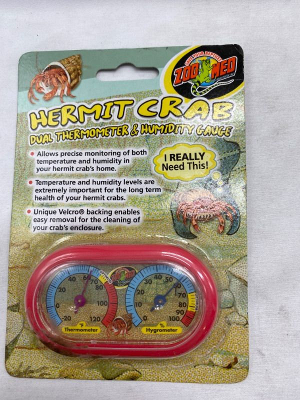 Photo 1 of Zoo Med Hermit Crab Thermometer and Humidity Gauge, Colors May Vary NEW 