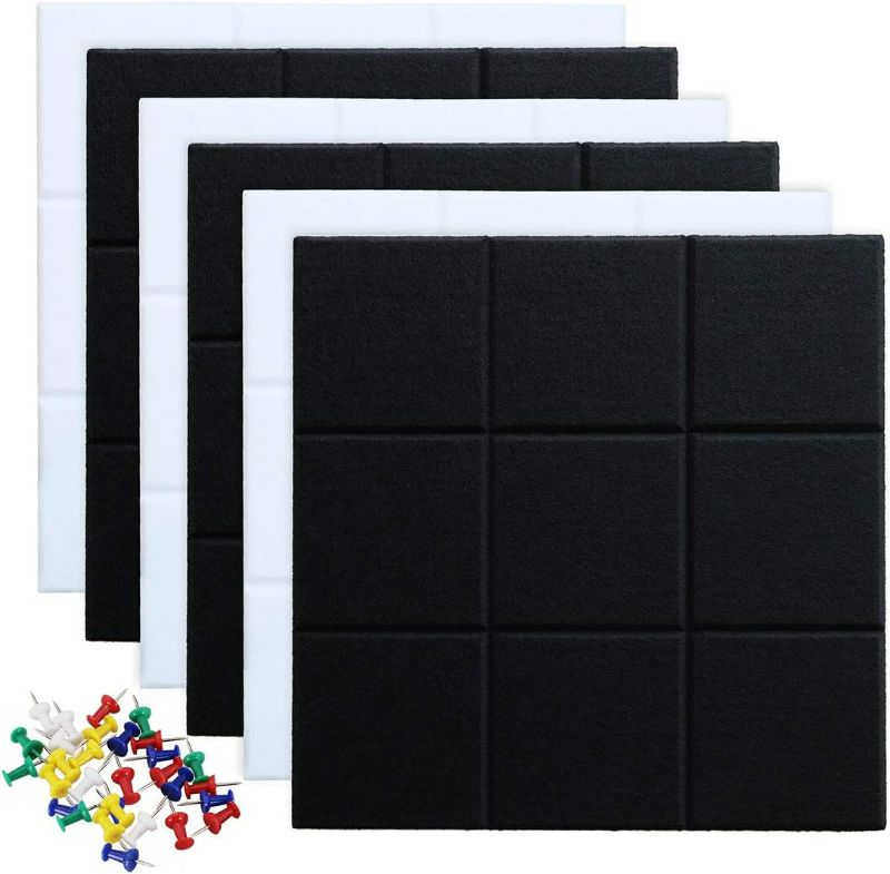 Photo 1 of Uoisaiko Large 11.8"x11.8" Felt Board Tiles for Wall with 30 Push Pins, Pack of 6 Pin Board Notice Boards for Home Office Kitchen, Bulletin Board Wall Tiles for Photos Memos