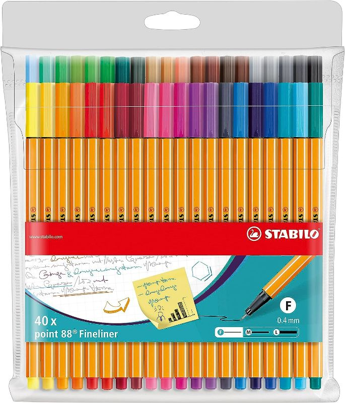Photo 1 of Fineliner - STABILO point 88 - Wallet of 40 - Assorted colors
