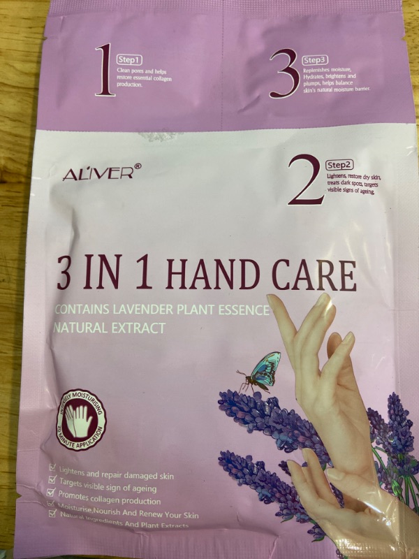 Photo 1 of Aliver 3 In 1 Hand Care Hand Mask Lavender Infused Gloves 6Pack 