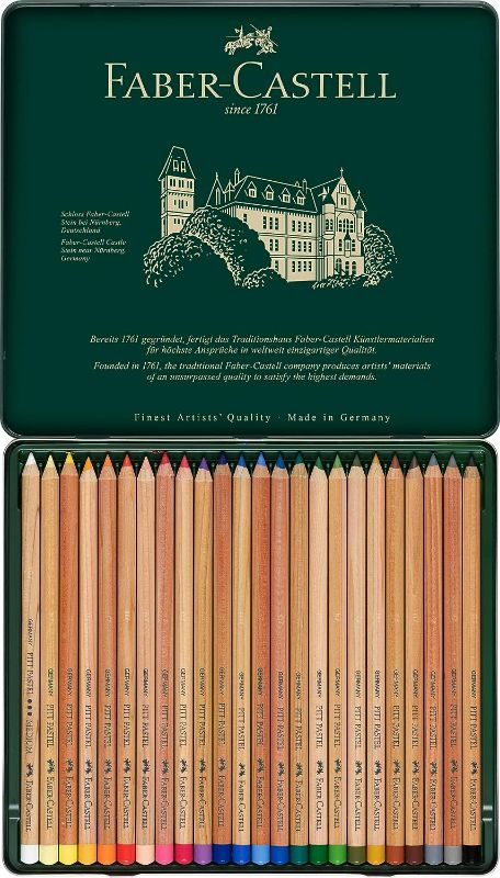 Photo 2 of Faber-Castel FC112124 Pitt Pastel Pencils in A Metal Tin (24 Pack), Assorted